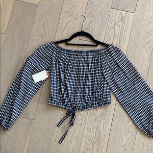 NWT Aritzia Wilfred checkered off the shoulder top